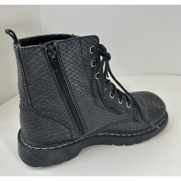 T.U.K. Reptile Pattern Combat Boot Y2k 90's Grunge Punk Gray US Women's Size 10 - Picture 7 of 16